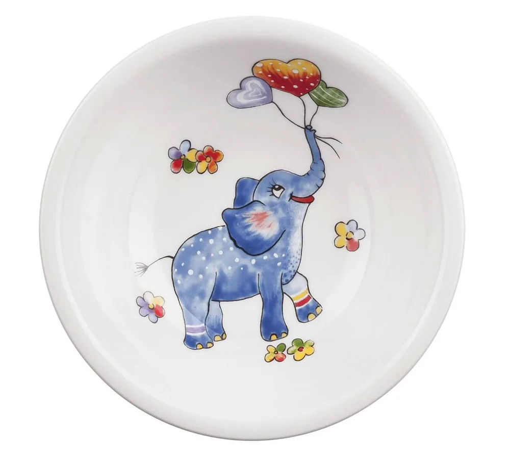 Миска детская фарфоровая Seltmann Weiden Colorful Wildlife 16 см, круглая, белая со слонёнком