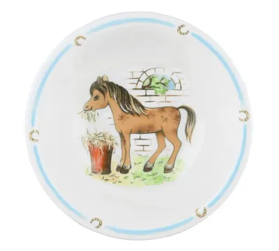 Миска детская фарфоровая Seltmann Weiden My Pony 16 см, круглая, белая с пони и голубой отделкой