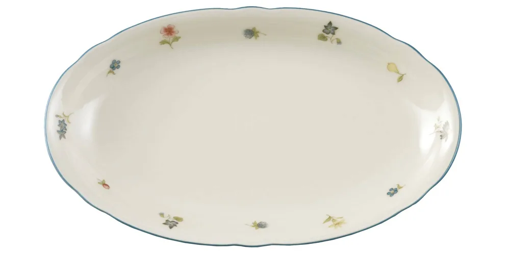 Блюдо овальное фарфоровое Seltmann Weiden Marie-Luise Streublume 23,5x14 см, бежевое с цветочным декором