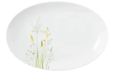 Блюдо овальное фарфоровое Seltmann Weiden Meadow Grasses Green 31,5 × 21 см, белое
