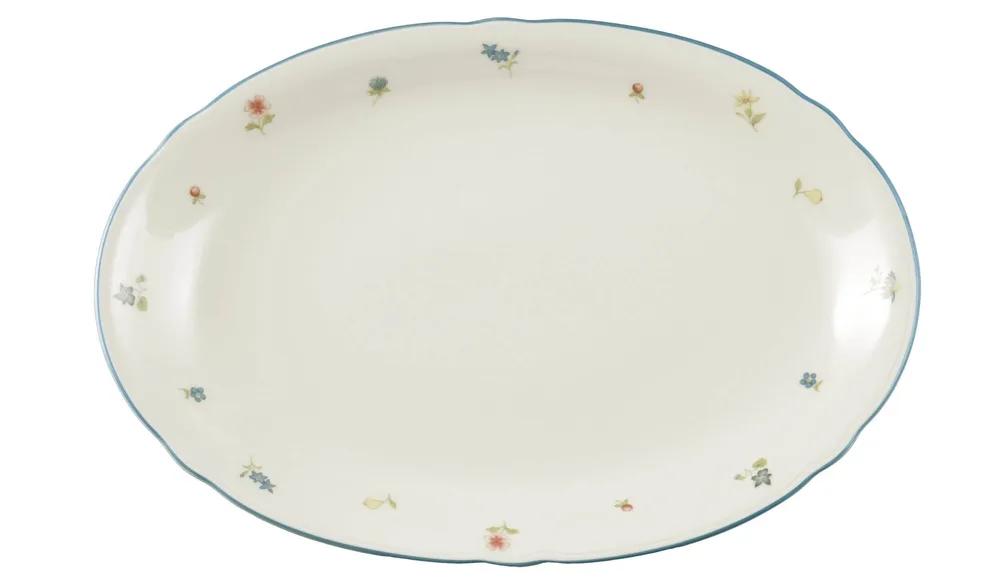 Блюдо овальное фарфоровое Seltmann Weiden Marie-Luise Streublume 31x21 см, бежевое с цветочным декором