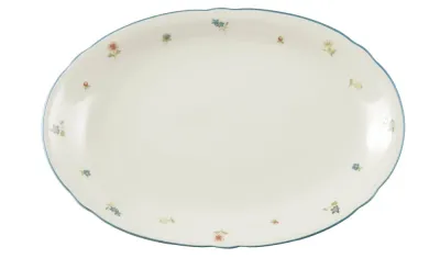 Блюдо овальное фарфоровое Seltmann Weiden Marie-Luise Streublume 31x21 см, бежевое с цветочным декором