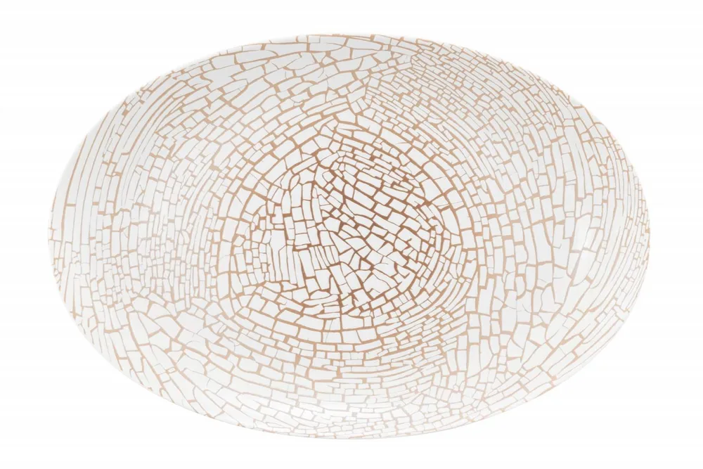 Блюдо овальное сервировочное фарфоровое Seltmann Weiden Liberty Krakelee 31,5×21 см, с узором кракелюр