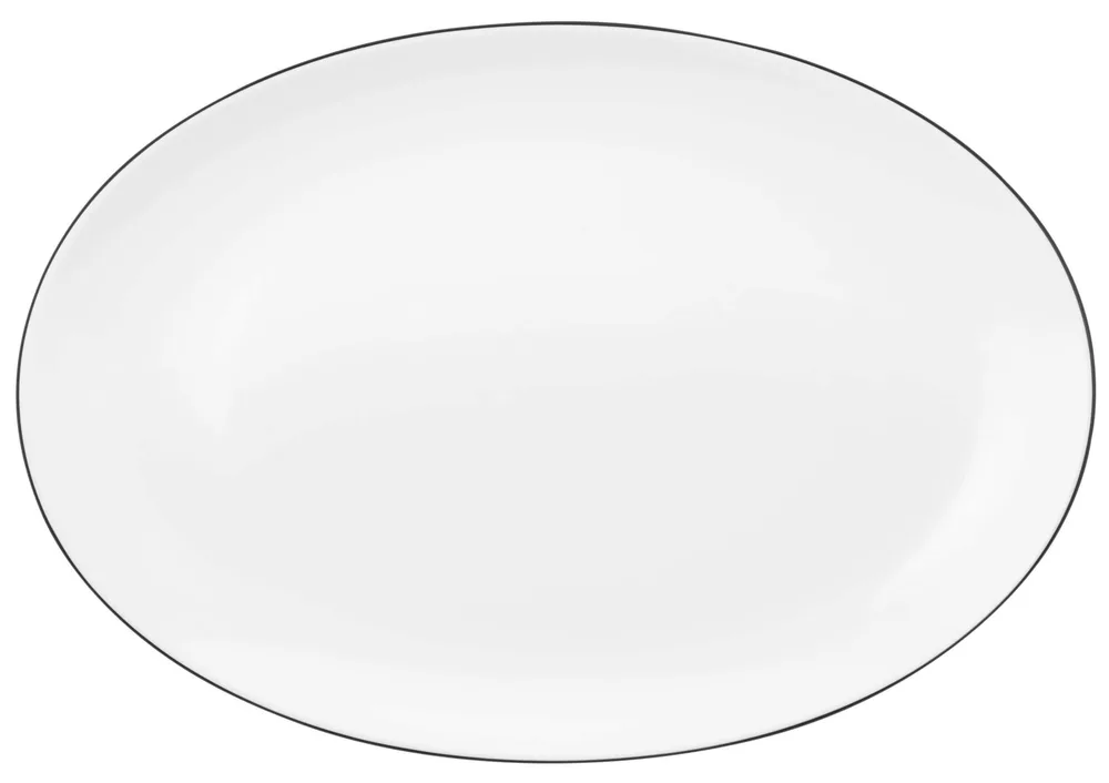 Блюдо овальное фарфоровое Seltmann Weiden Lido Black Line 35×24 см, белое с чёрным кантом