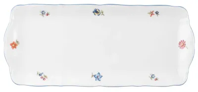 Блюдо прямоугольное длинное фарфоровое Seltmann Weiden Sonate Nostalgia 35 × 17,5 см, белое с цветочным узором