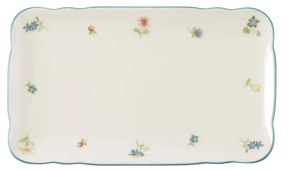 Блюдо прямоугольное фарфоровое Seltmann Weiden Marie-Luise Streublume 20x12,5 см, бежевое с цветочным декором