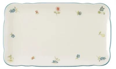 Блюдо прямоугольное фарфоровое Seltmann Weiden Marie-Luise Streublume 20x12,5 см, бежевое с цветочным декором