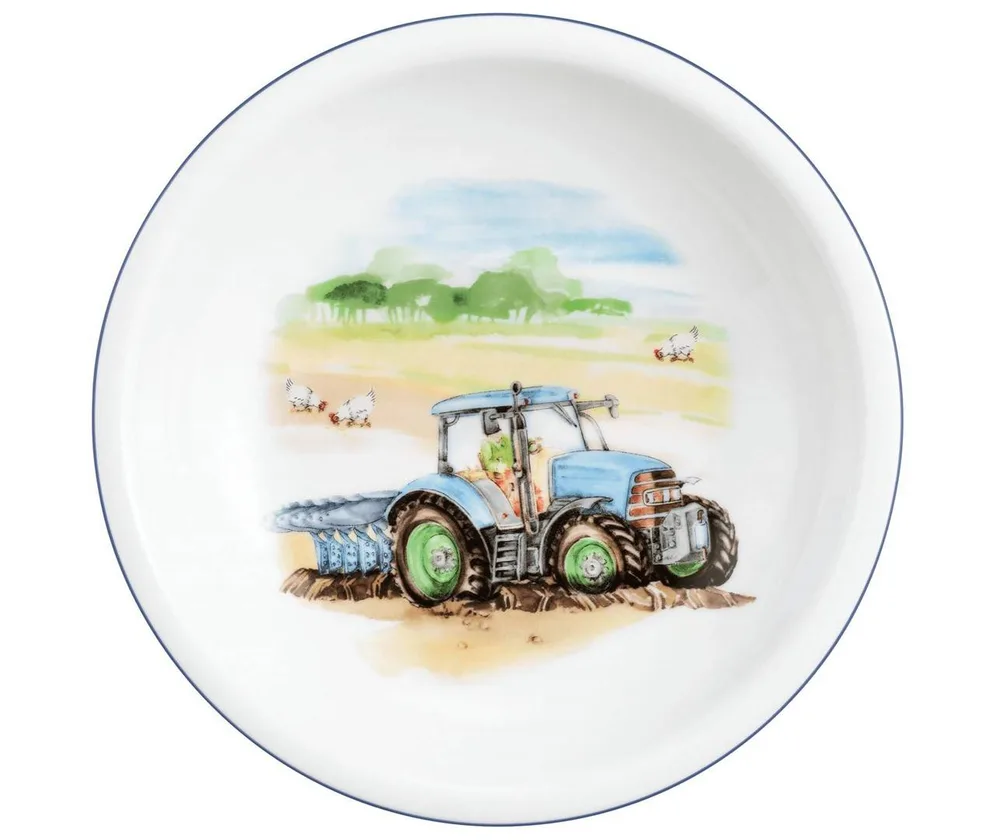 Тарелка суповая детская фарфоровая Seltmann Weiden My Tractor 20 см, белая с трактором