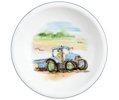 Тарелка суповая детская фарфоровая Seltmann Weiden My Tractor 20 см, белая с трактором