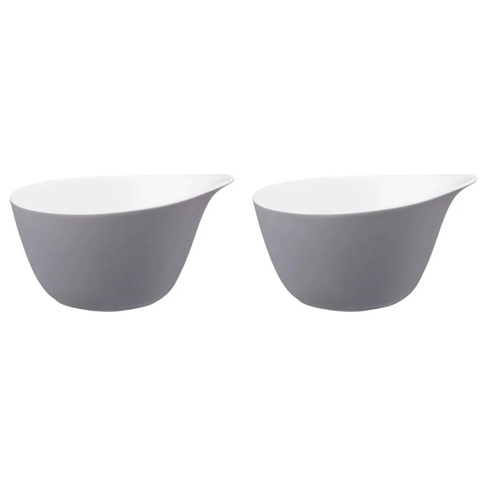 Миски с ручкой фарфоровые Seltmann Weiden Life Fashion Elegant Grey 600 мл, набор 2 шт, серые