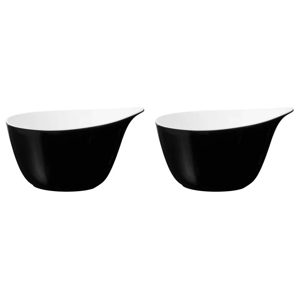 Миски с ручкой фарфоровые Seltmann Weiden Life Fashion Glamorous Black 600 мл, набор 2 шт, чёрные