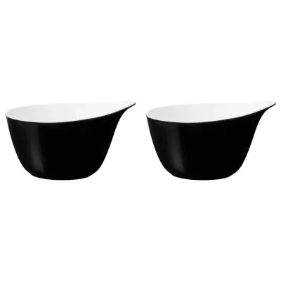 Миски с ручкой фарфоровые Seltmann Weiden Life Fashion Glamorous Black 600 мл, набор 2 шт, чёрные