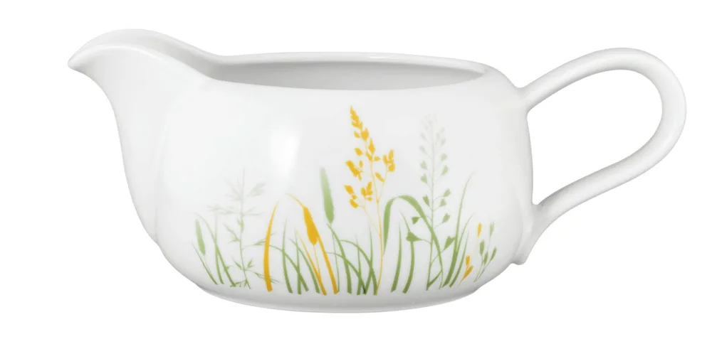 Соусник фарфоровый Seltmann Weiden Meadow Grasses Green 600 мл, белый с узором из луговых трав