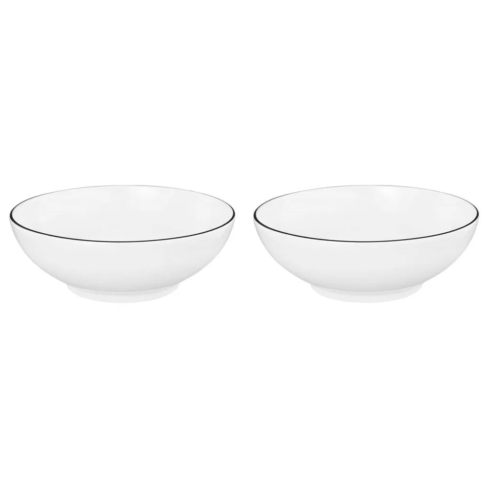 Миски фарфоровые Seltmann Weiden Lido Black Line 15 см, набор 2 шт, белые с чёрным кантом