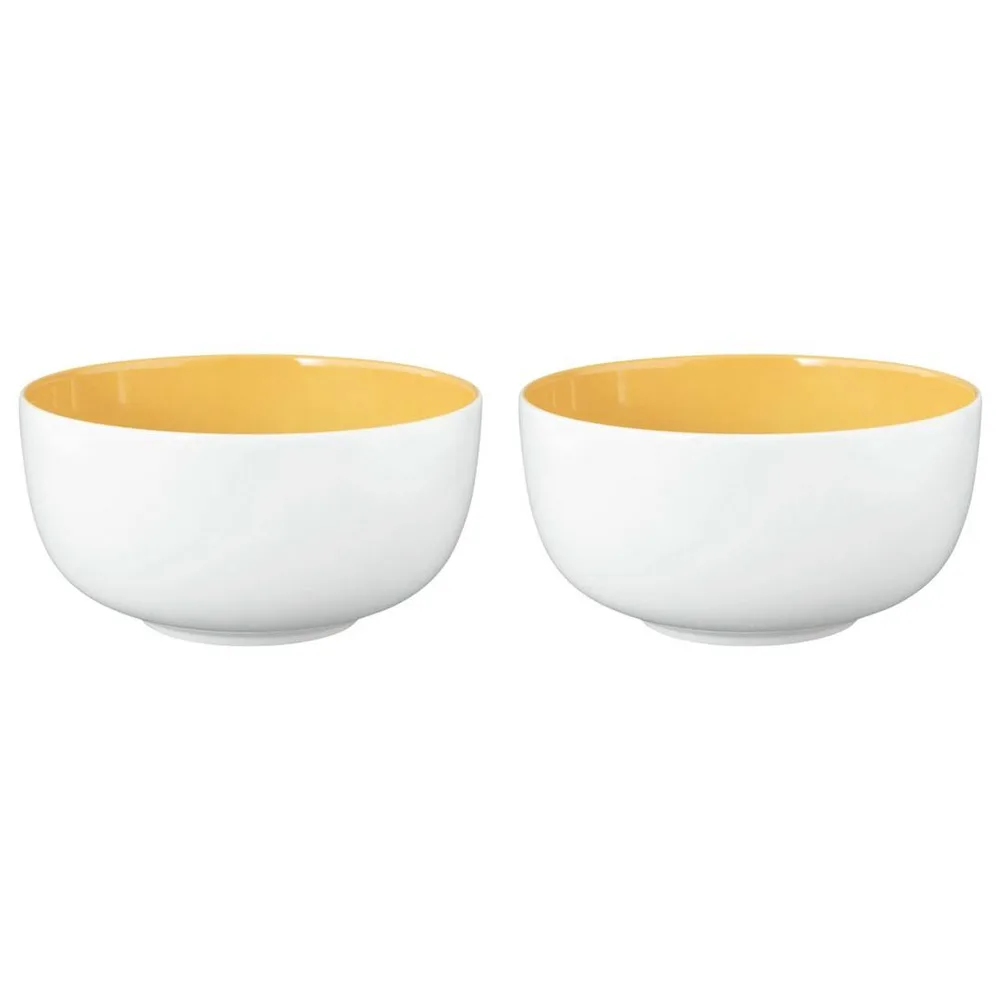 Миски фарфоровые Seltmann Weiden Meadow Grasses Curry 17,5 см, набор 2 шт, бело-жёлтые