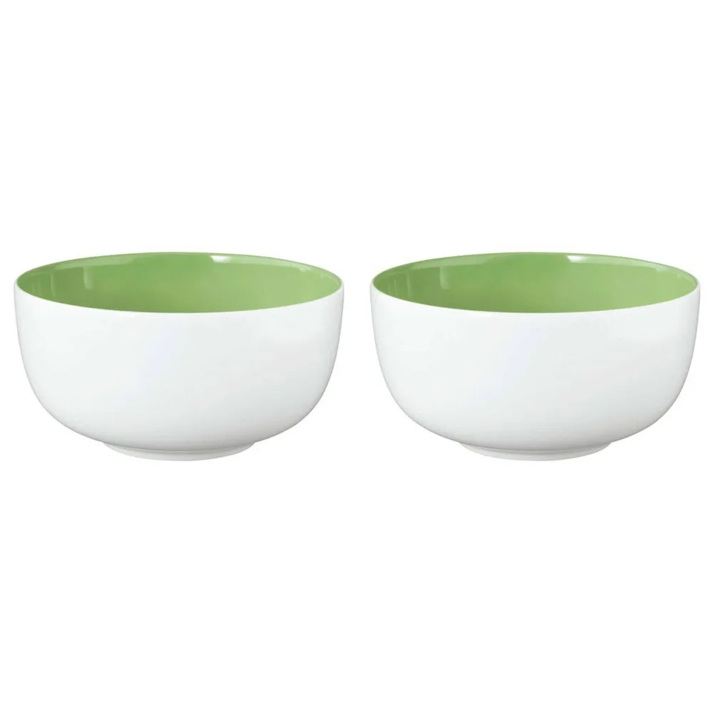 Миски фарфоровые Seltmann Weiden Meadow Grasses Green 17,5 см, набор 2 шт, белые с зелёной серединой