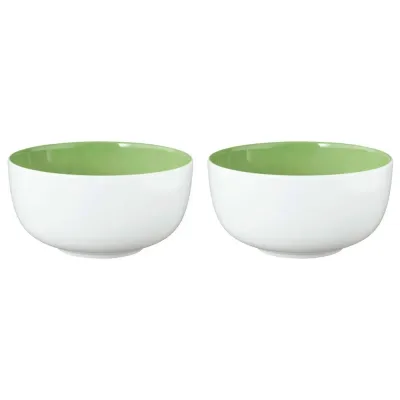 Миски фарфоровые Seltmann Weiden Meadow Grasses Green 17,5 см, набор 2 шт, белые с зелёной серединой