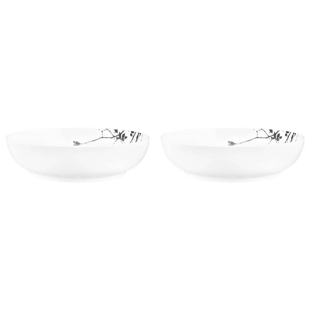 Миски большие фарфоровые Seltmann Weiden Liberty Dark Rose Hip 25 см, набор 2 шт, белые с тёмным узором