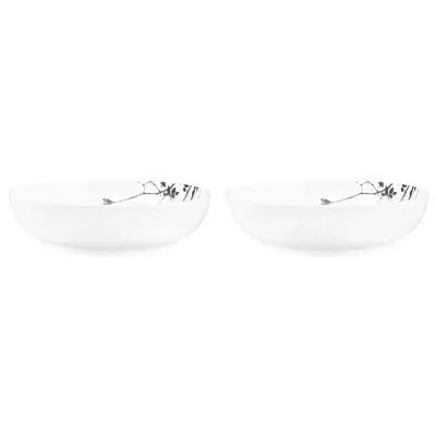 Миски большие фарфоровые Seltmann Weiden Liberty Dark Rose Hip 25 см, набор 2 шт, белые с тёмным узором