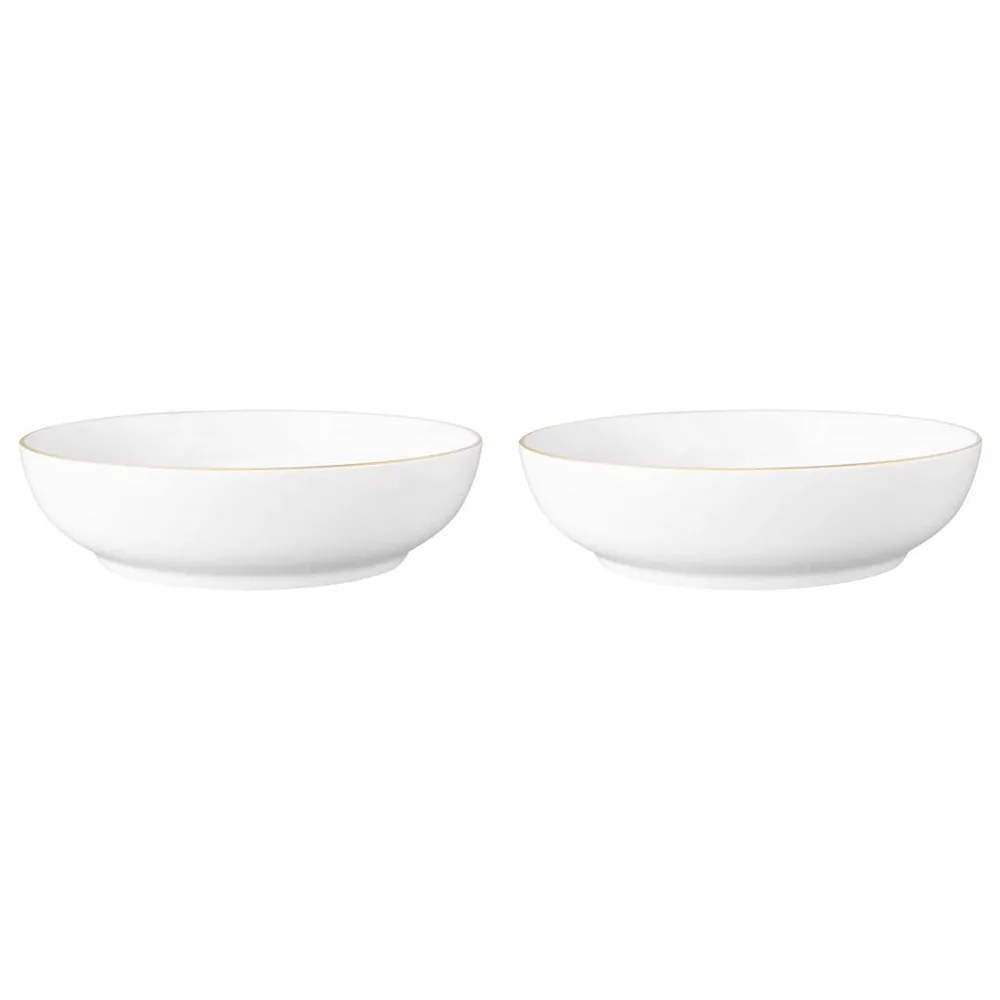 Миски сервировочные фарфоровые Seltmann Weiden Liberty Goldline 25 см, набор 2 шт, белые с золотым кантом