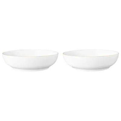 Миски сервировочные фарфоровые Seltmann Weiden Liberty Goldline 25 см, набор 2 шт, белые с золотым кантом