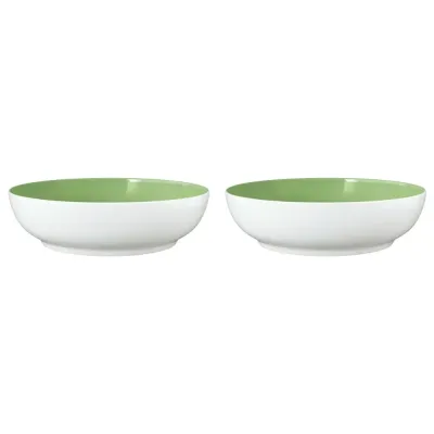 Миски салатные фарфоровые Seltmann Weiden Meadow Grasses Green 25 см, набор 2 шт, белые снаружи, зелёные внутри