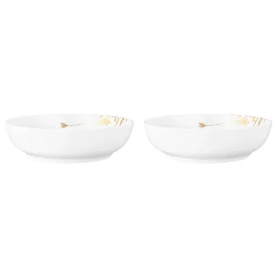 Миски большие фарфоровые Seltmann Weiden Liberty Golden Rose Hip 25 см, набор 2 шт, белые с золотистым узором