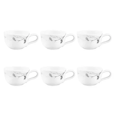 Чашки для эспрессо фарфоровые Seltmann Weiden Liberty Dark Rose Hip 90 мл, набор 6 шт, белые с тёмным узором листьев