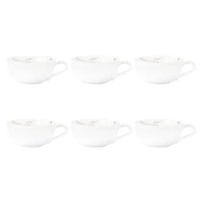 Чашки чайные фарфоровые Seltmann Weiden Liberty Golden Rose Hip 280 мл, набор 6 шт, белые с золотистым узором листьев