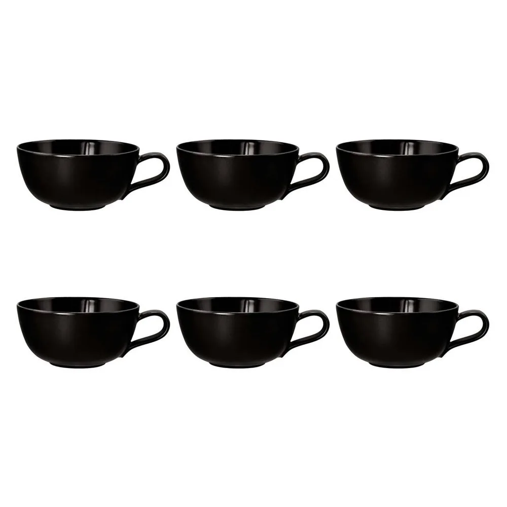 Чашки чайные фарфоровые Seltmann Weiden Liberty Velvet Black 280 мл, набор 6 шт, чёрные