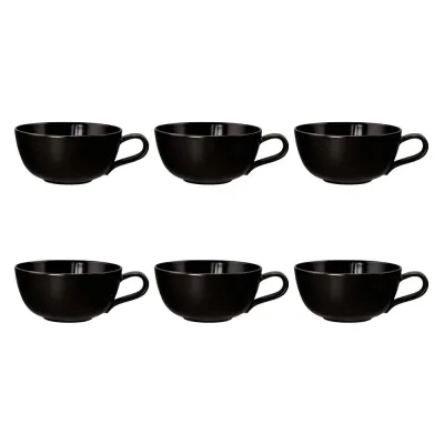 Чашки чайные фарфоровые Seltmann Weiden Liberty Velvet Black 280 мл, набор 6 шт, чёрные
