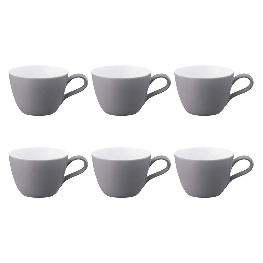 Чашки для кофе фарфоровые Seltmann Weiden Life Fashion Elegant Grey 240 мл, набор 6 шт, серые
