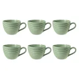 Чашки кофейные фарфоровые Seltmann Weiden Beat Color Glaze 260 мл, набор 6 шт, эвкалиптовые — фото 1