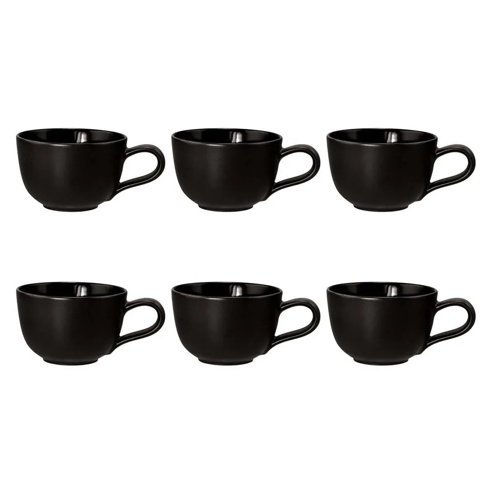 Чашки кофейные фарфоровые Seltmann Weiden Liberty Velvet Black 260 мл, набор 6 шт, чёрные