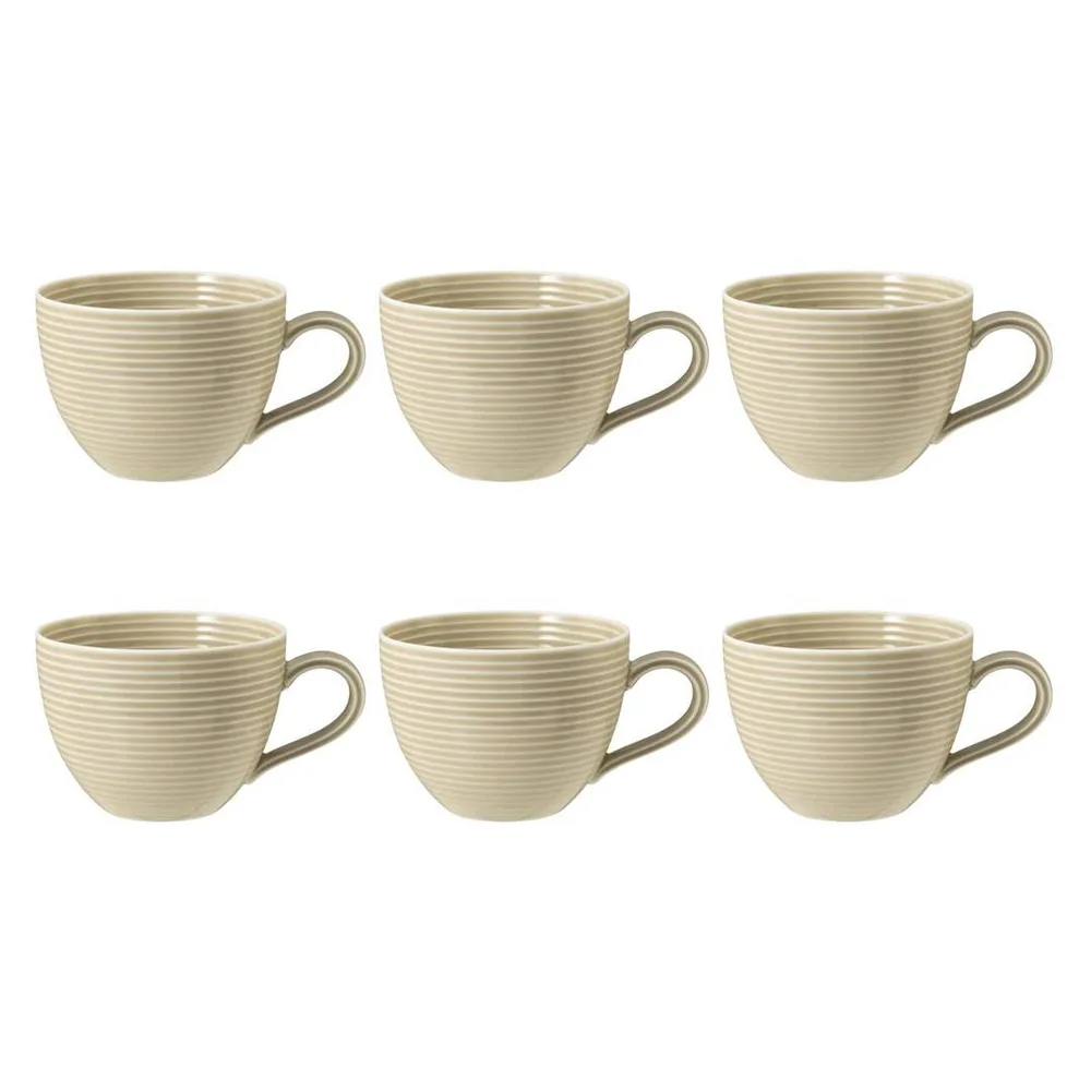 Чашки кофейные фарфоровые Seltmann Weiden Beat Color Glaze 350 мл, набор 6 шт, бежевые
