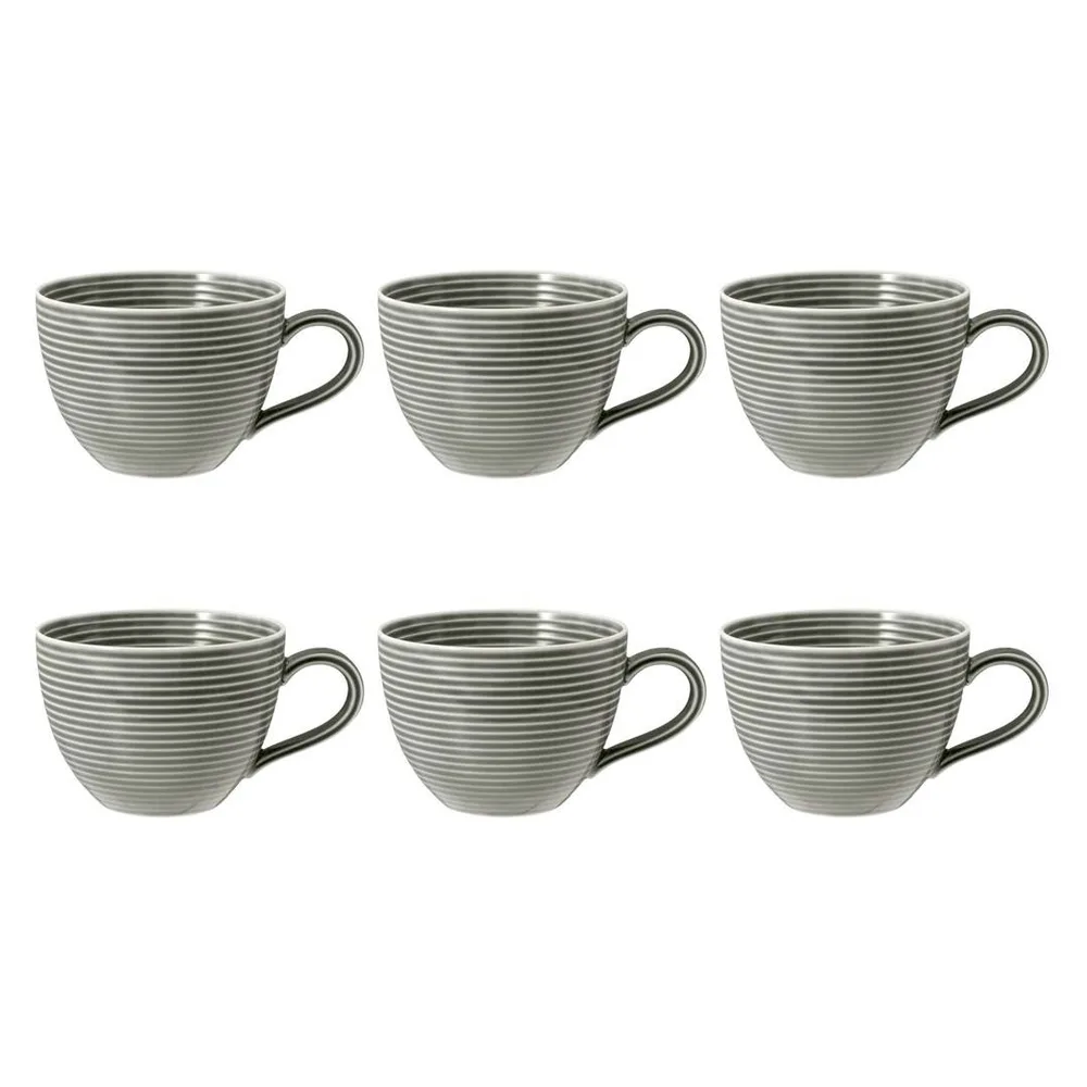 Чашки кофейные фарфоровые Seltmann Weiden Beat Color Glaze 350 мл, набор 6 шт, серые