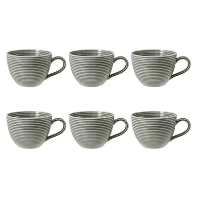 Чашки кофейные фарфоровые Seltmann Weiden Beat Color Glaze 350 мл, набор 6 шт, серые