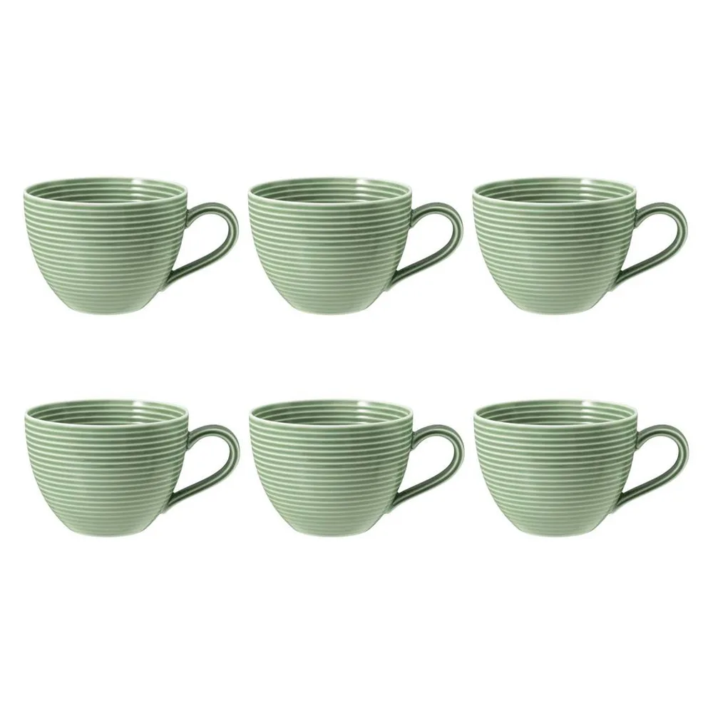 Чашки кофейные фарфоровые Seltmann Weiden Beat Color Glaze 350 мл, набор 6 шт, эвкалиптовые