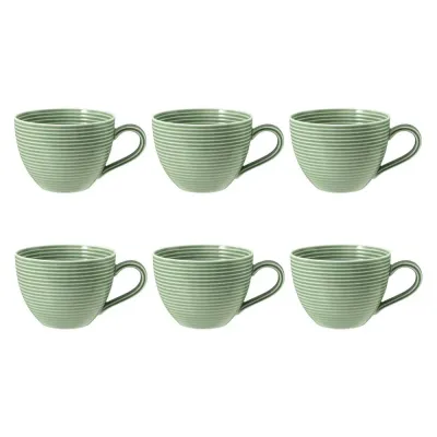 Чашки кофейные фарфоровые Seltmann Weiden Beat Color Glaze 350 мл, набор 6 шт, эвкалиптовые