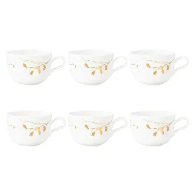 Чашки кофейные большие фарфоровые Seltmann Weiden Liberty Golden Rose Hip 380 мл, набор 6 шт, белые с золотистым узором