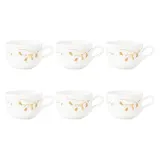 Чашки кофейные большие фарфоровые Seltmann Weiden Liberty Golden Rose Hip 380 мл, набор 6 шт, белые с золотистым узором — фото 1