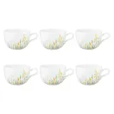 Чашки кофейные фарфоровые Seltmann Weiden Meadow Grasses Green 380 мл, набор 6 шт, белые с узором из полевых цветов — фото 1