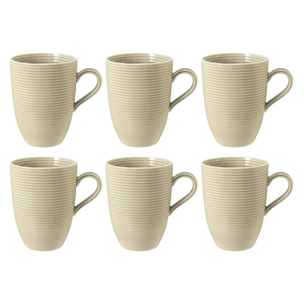 Кружки фарфоровые Seltmann Weiden Beat Color Glaze 350 мл, набор 6 шт, бежевые
