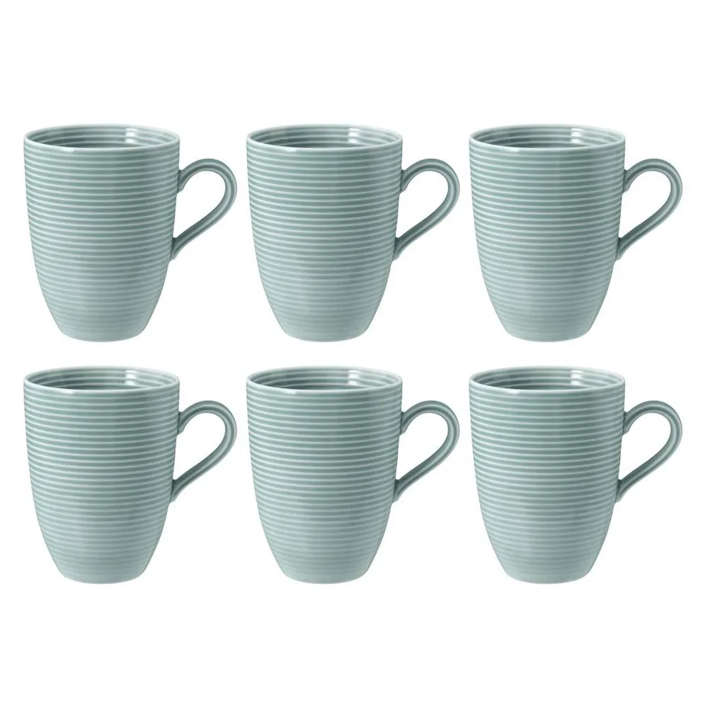 Кружки фарфоровые Seltmann Weiden Beat Color Glaze 350 мл, набор 6 шт, голубые