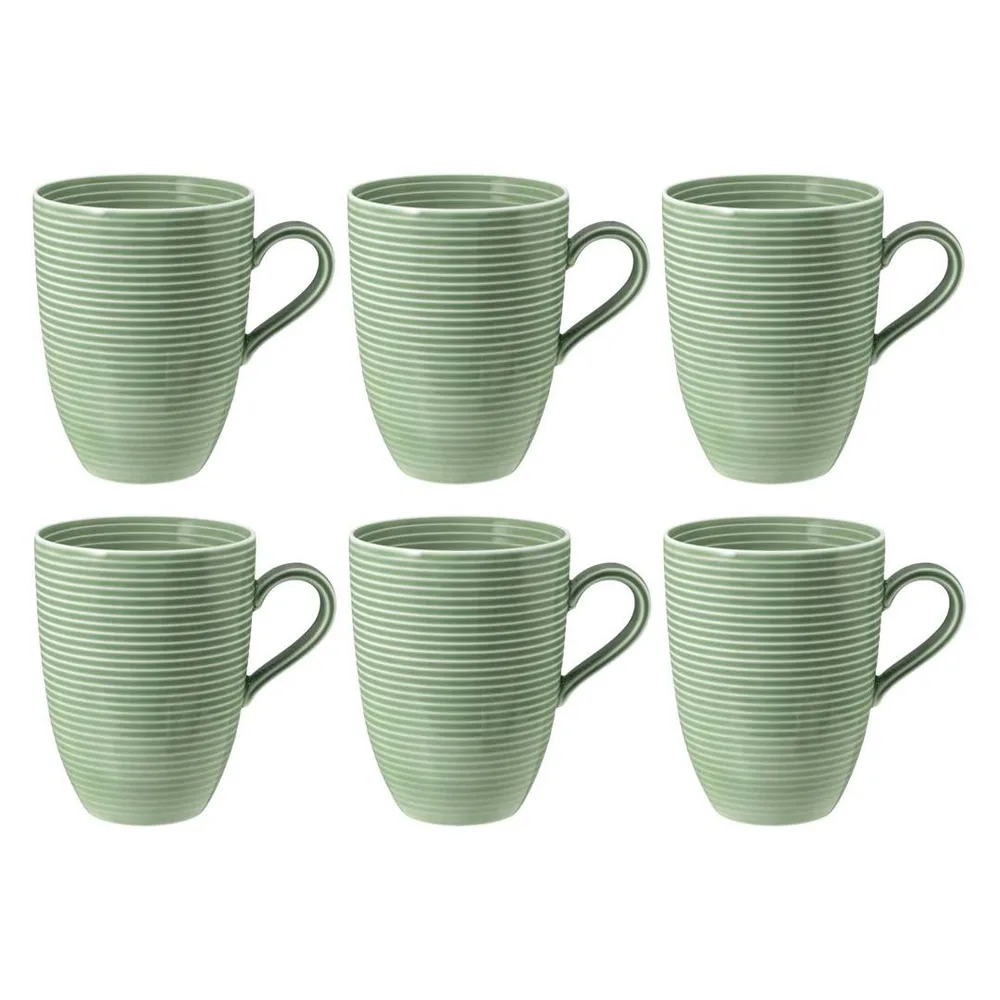 Кружки фарфоровые Seltmann Weiden Beat Color Glaze 350 мл, набор 6 шт, эвкалиптовые