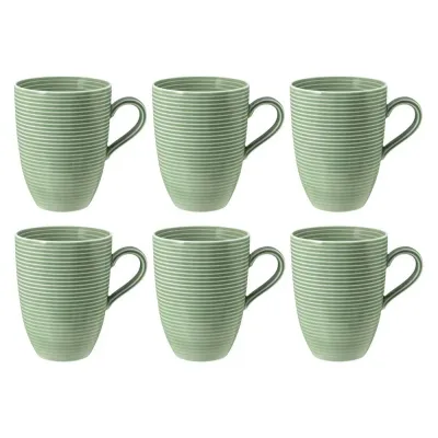 Кружки фарфоровые Seltmann Weiden Beat Color Glaze 350 мл, набор 6 шт, эвкалиптовые