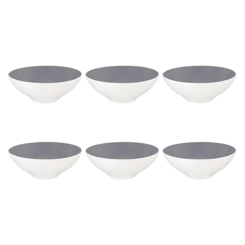 Пиалы фарфоровые Seltmann Weiden Life Fashion Elegant Grey 14,5 см, набор 6 шт, белые с серым внутри