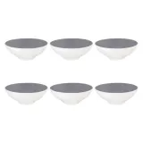 Пиалы фарфоровые Seltmann Weiden Life Fashion Elegant Grey 14,5 см, набор 6 шт, белые с серым внутри — фото 1