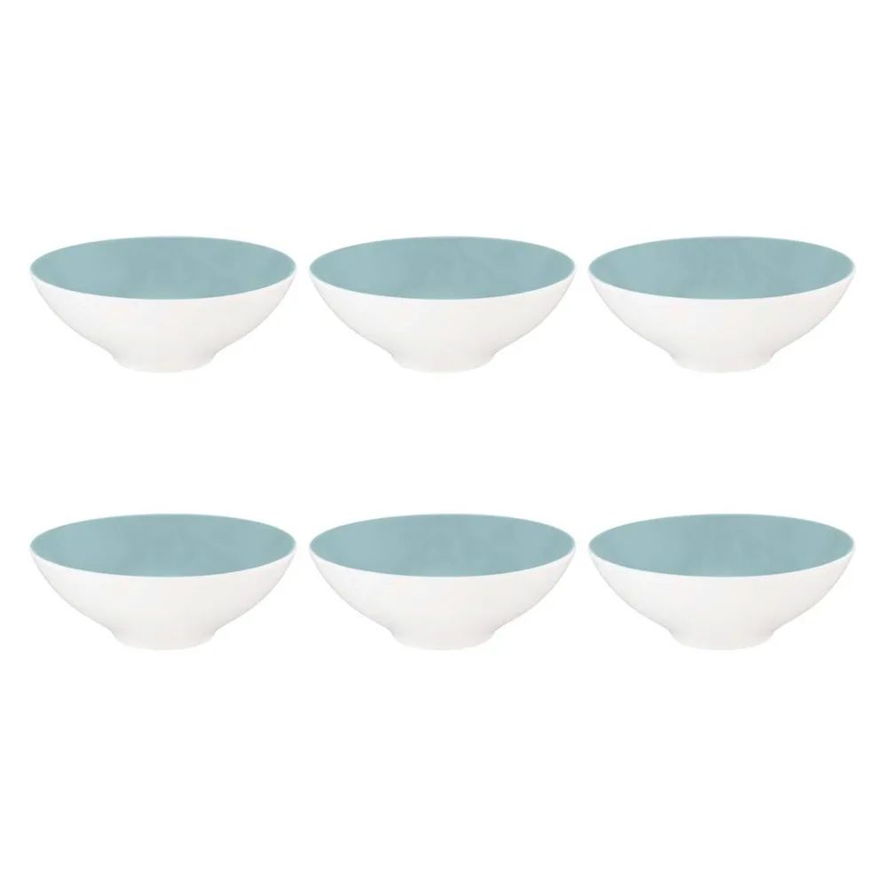 Пиалы фарфоровые Seltmann Weiden Life Fashion Green Chic 14,5 см, набор 6 шт, белые, мятные внутри