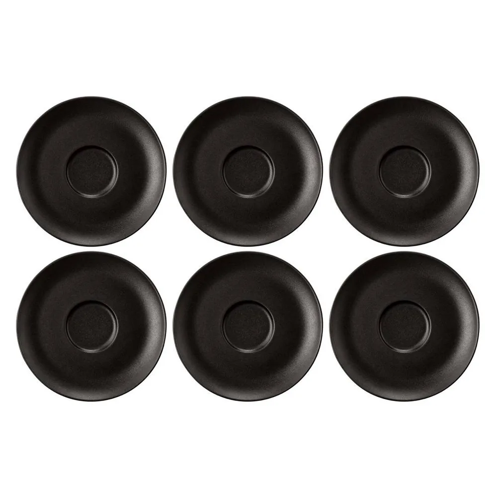 Блюдца фарфоровые Seltmann Weiden Liberty Velvet Black 16,5 см, набор 6 шт, чёрные